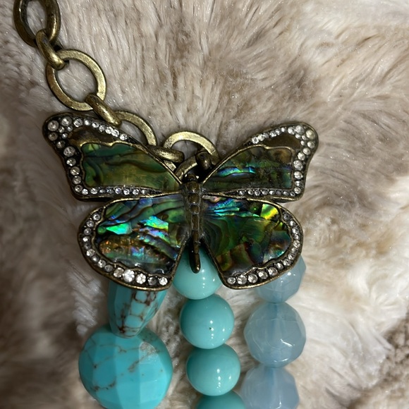 Fossil Rustic metal ~blue beads crystals - Picture 6 of 9